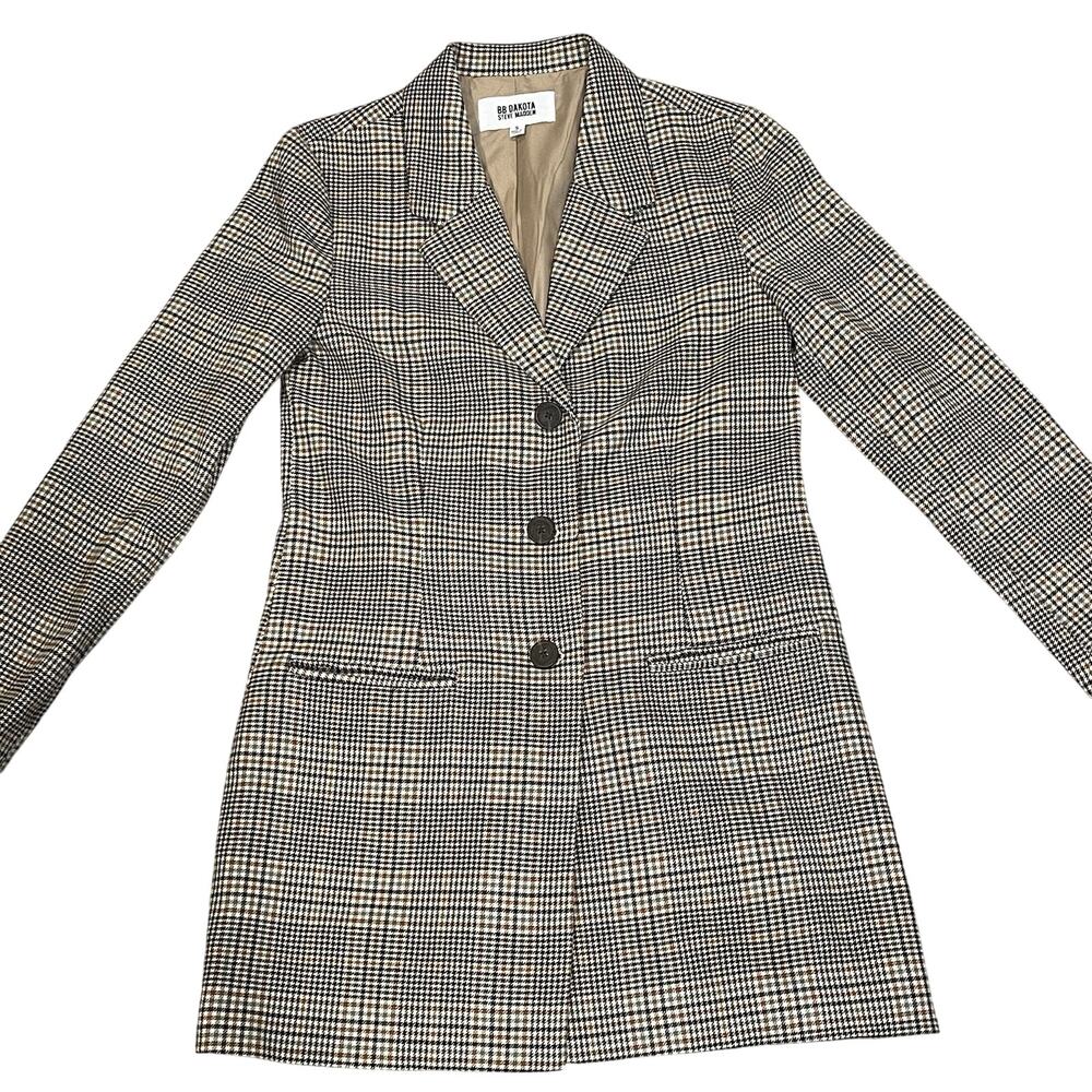 Steve Madden Boyfriend Blazer Plaid Single Breasted Womens Small